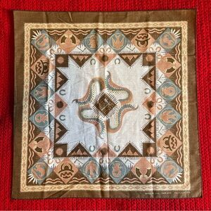 Vintage Wamcraft Made In The USA Southwest Native Bandana Scarf NOS Brown